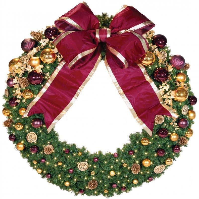 Traditional Wreath - decorated with lights and ornaments
