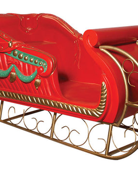 Fiberglass Santa's Sleigh - Red, Green & Gold (79"x 38"x 41")