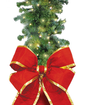 Garland Drop with LED Lights, Finial & Red Bow
