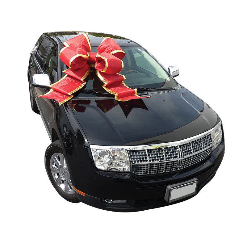 Large Red & Gold Automobile Bow with Suction Cup