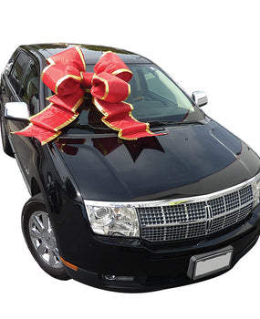 Large Red & Gold Automobile Bow with Suction Cup