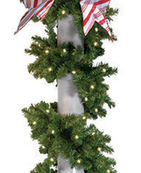 Single Bow & Garland Accent Kit - Gold, Red or Candy Cane (Lit or Unlit)