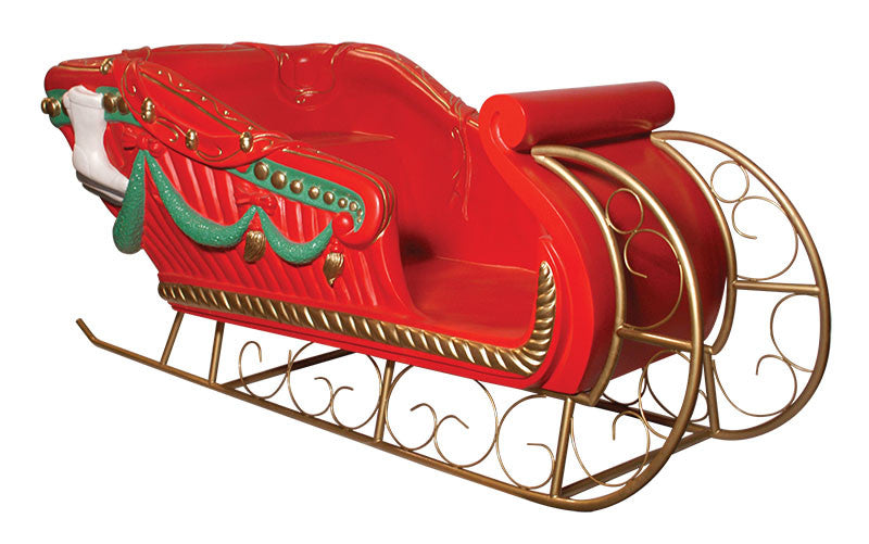 Fiberglass Santa's Sleigh - Red, Green & Gold (79"x 38"x 41")