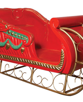 Fiberglass Santa's Sleigh - Red, Green & Gold (79"x 38"x 41")