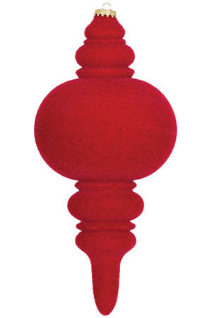 Flocked Finial Ornament - Red or White (Set of 12)