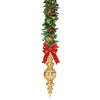Garland Drop with LED Lights, Finial & Red Bow