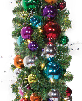 Jewel Tone Garland with LED mini lights, 10' section