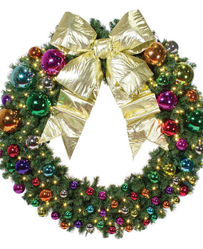 Jewel Tone Wreath - 3' to 8' Sizes with LED Mini-Lights