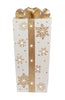 Lit Fiberglass Gift Box with Snowflake Design