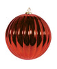 Ribbed Ornaments - Red, Gold or Silver in Matte or Shiny (Set of 12)